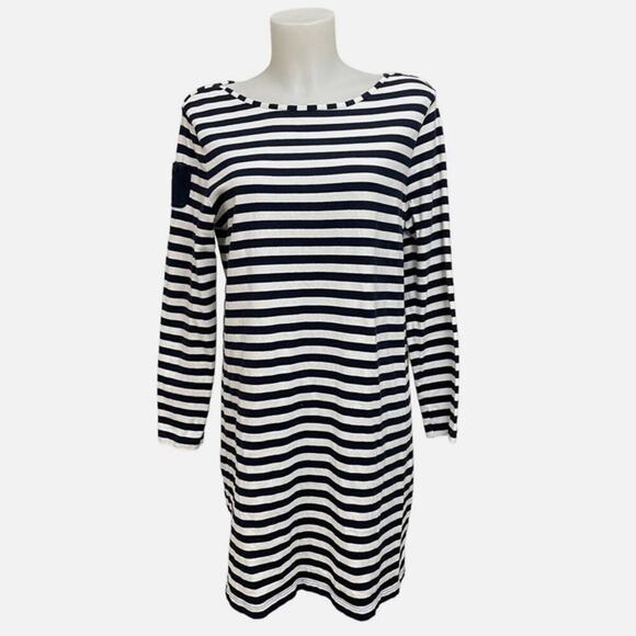 VINEYARD VINES Long-Sleeve Stripe Knit Dress Navy blue / White pocket patch Sz S - Picture 1 of 9